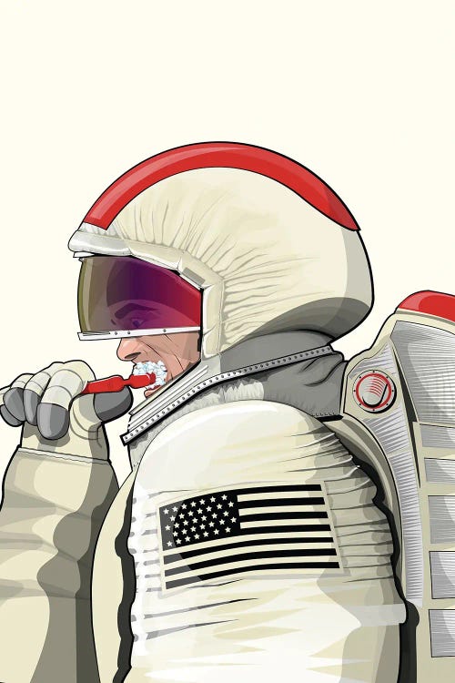 Space Astronaut Cleaning Teeth