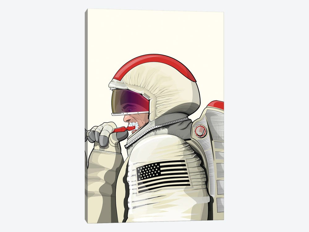 Space Astronaut Cleaning Teeth by WyattDesign 1-piece Canvas Print