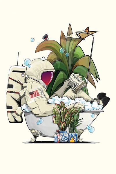 WyattDesign: Space Astronaut Reading In The Bath by WyattDesign