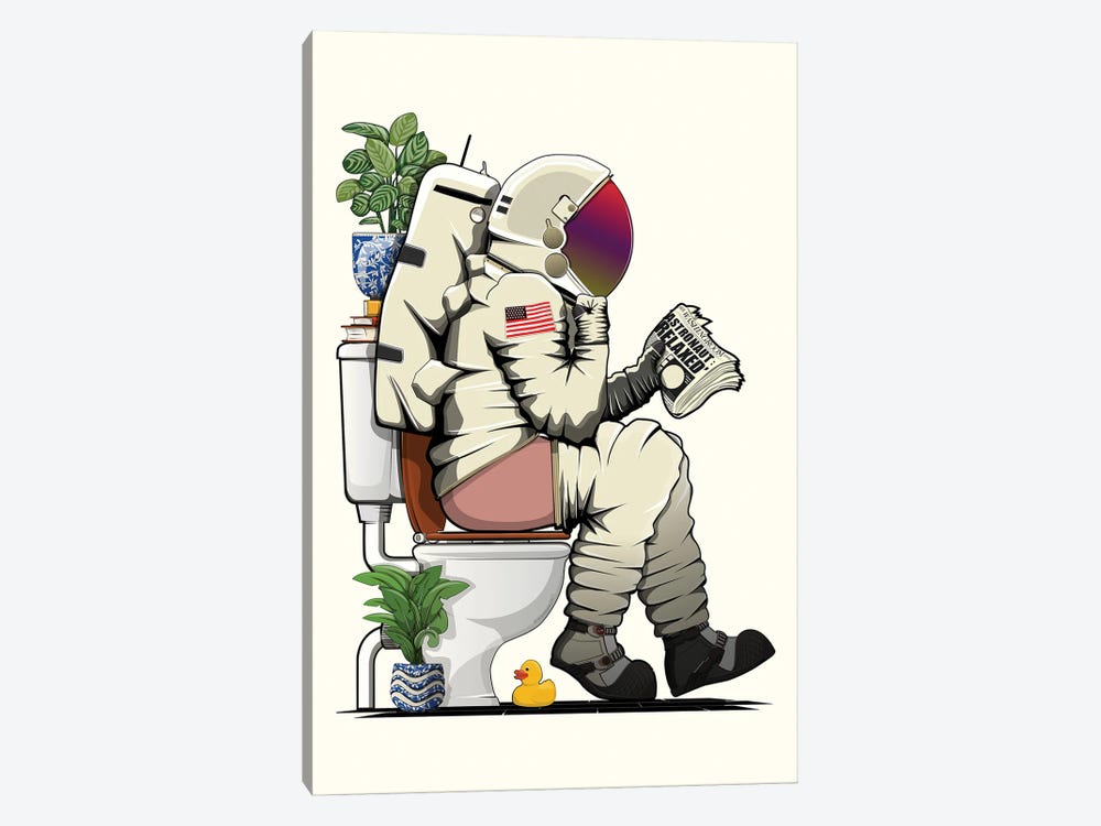 Space Astronaut On The Toilet by WyattDesign 1-piece Canvas Wall Art