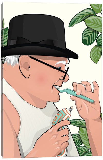Winston Churchill Cleaning Teeth Canvas Art Print - WyattDesign