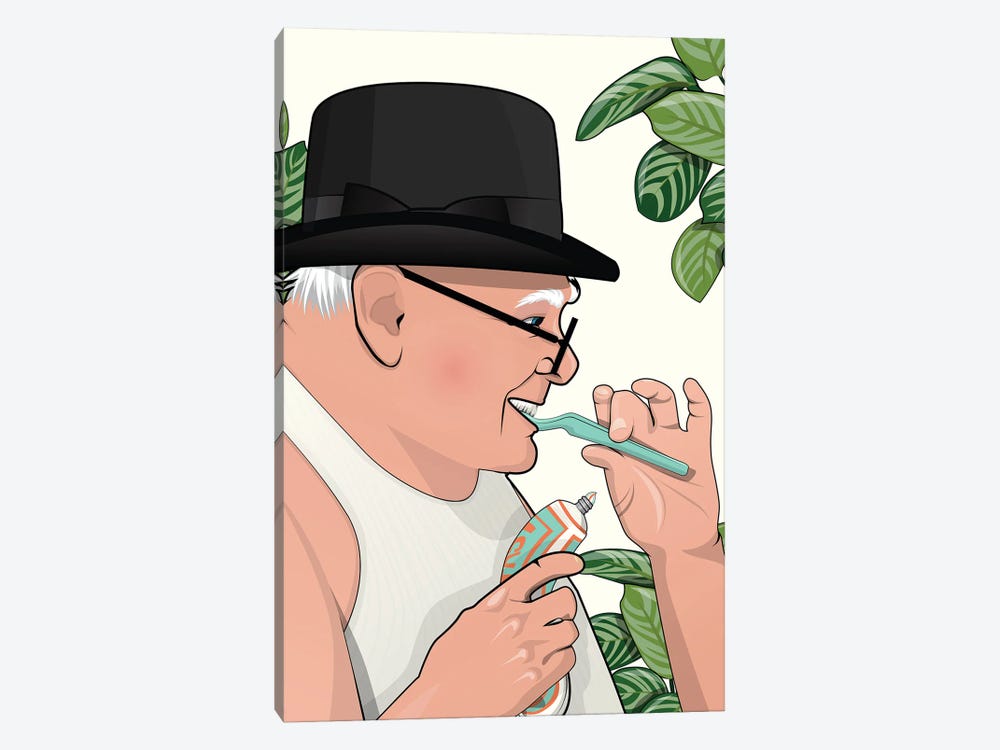 Winston Churchill Cleaning Teeth by WyattDesign 1-piece Art Print
