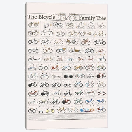 Bicycle Family Tree, Cycling Bike History Canvas Print #WYD35} by WyattDesign Canvas Wall Art