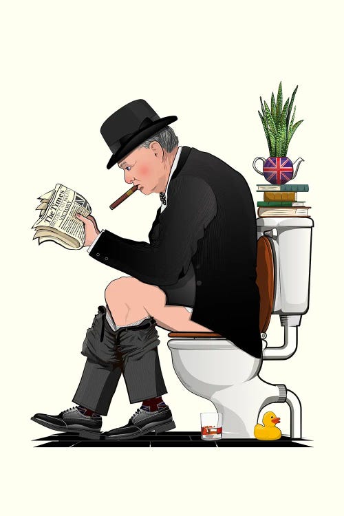 Churchill Using Toilet