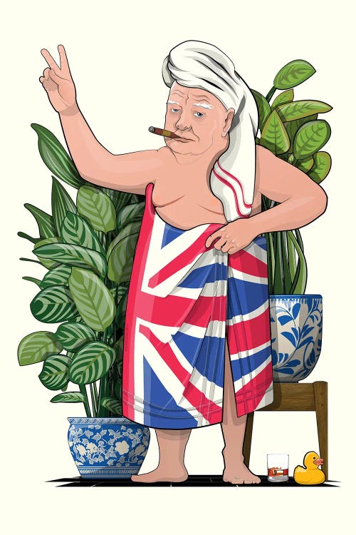 Winston Churchill In Union Jack Bath Towel