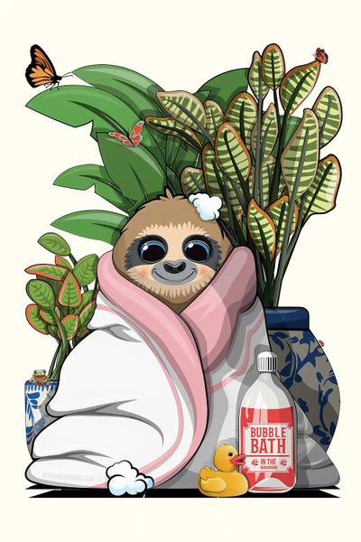 Sloth In Bath Towel by WyattDesign multi panel art