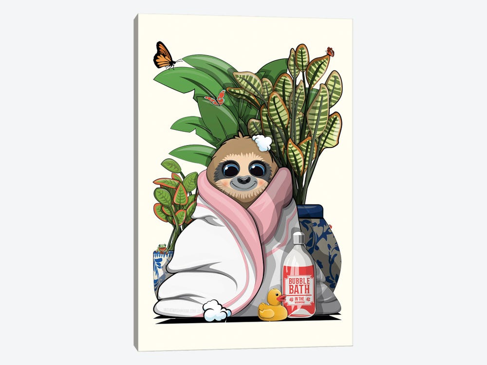 Sloth In Bath Towel by WyattDesign 1-piece Art Print