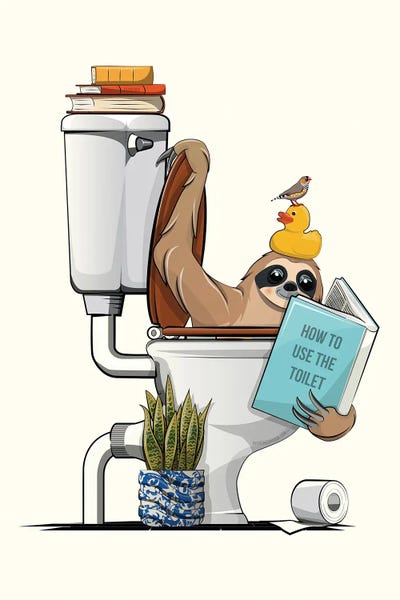 WyattDesign: Sloth On The Toilet by WyattDesign