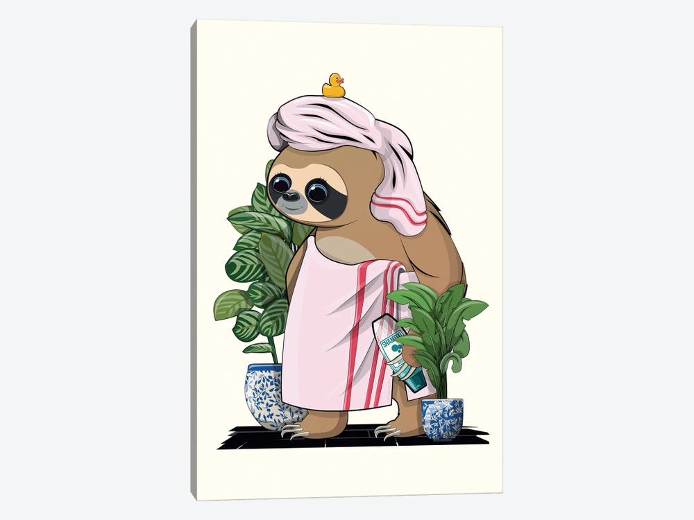 Sloth In The Bathroom by WyattDesign 1-piece Art Print