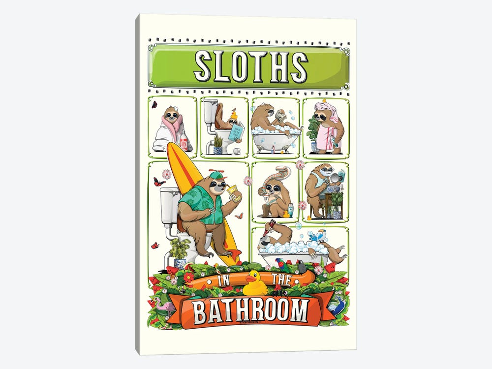 Sloths In The Bathroom by WyattDesign 1-piece Art Print