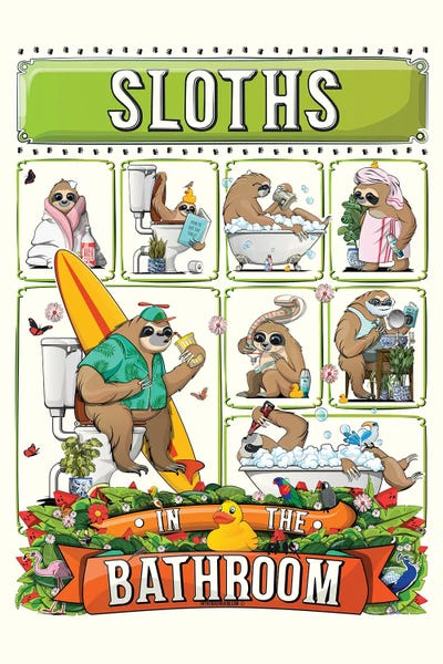 WyattDesign: Sloths In The Bathroom by WyattDesign