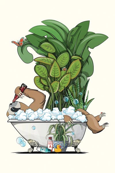 Sloths: Sloth Relaxing In The Bathtub by WyattDesign