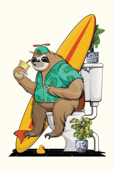 Sloths: Sloth Using The Toilet by WyattDesign