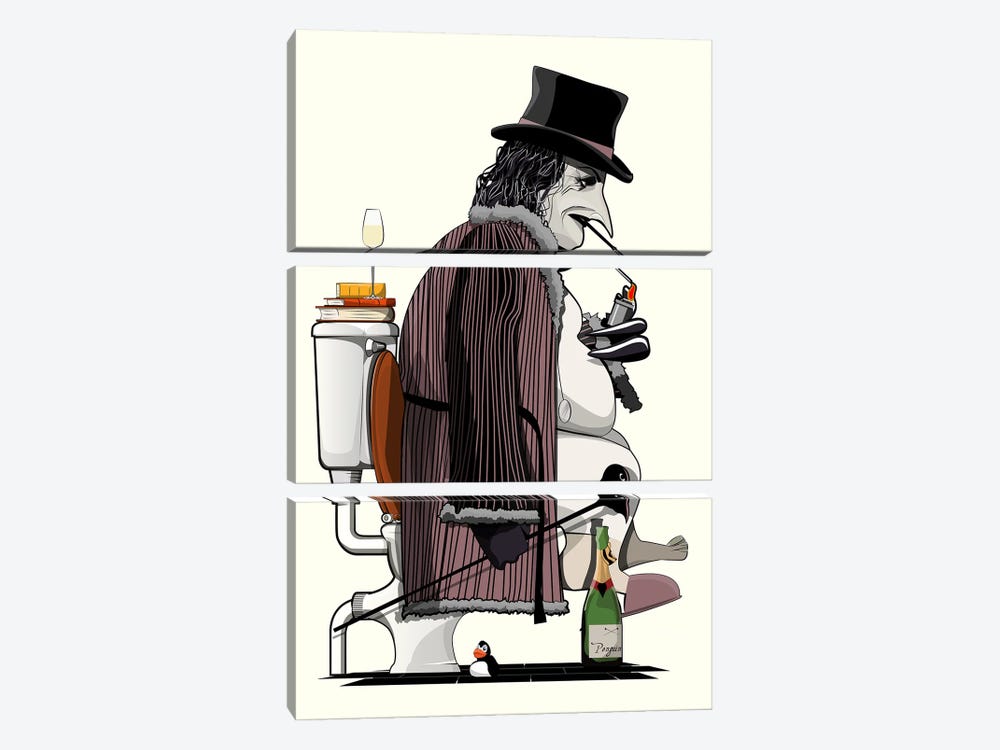 The Penguin On The Toilet by WyattDesign 3-piece Canvas Print