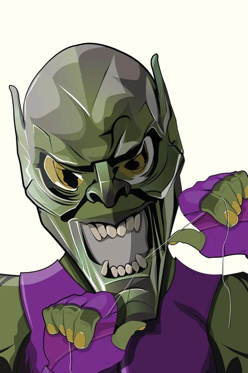 Spiderman's Green Goblin Cleaning Teeth