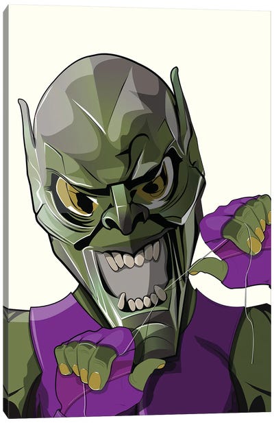 Spiderman's Green Goblin Cleaning Teeth Canvas Art Print - WyattDesign