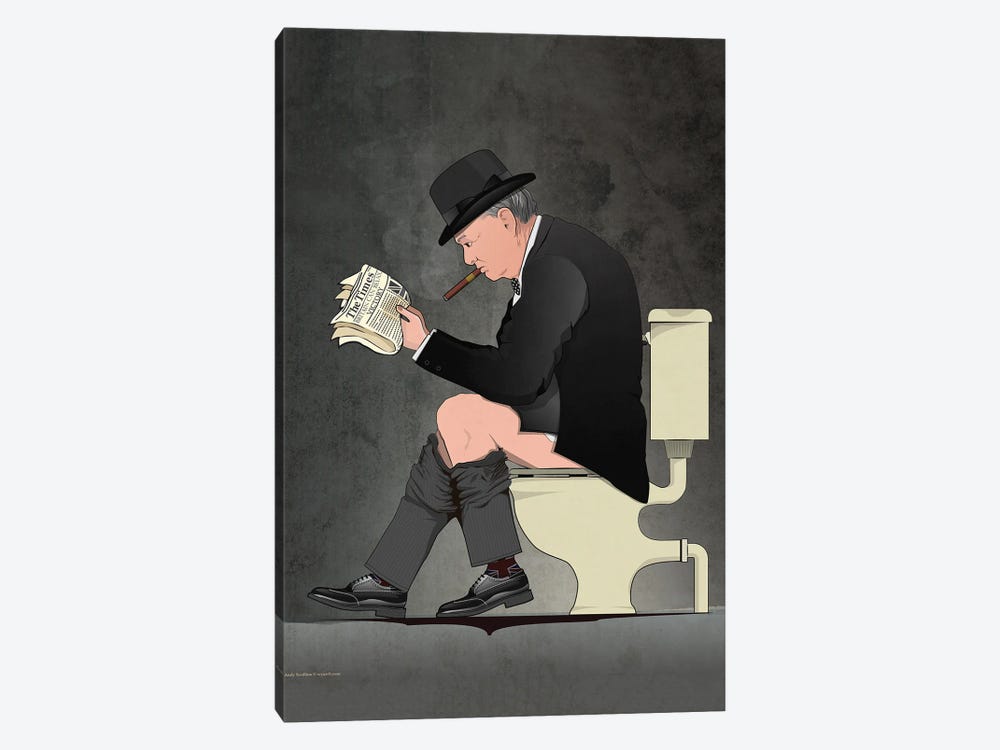 Winston Churchill On The Toilet by WyattDesign 1-piece Canvas Artwork
