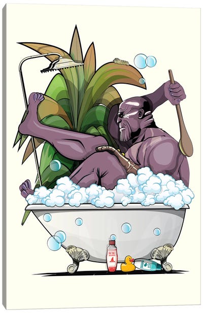 Thanos In The Bath Canvas Art Print - Crude Humor Art