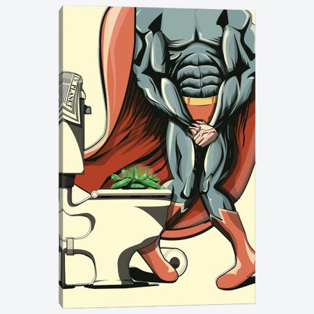 Superman's Kryptonite On The Toilet Canvas Print #WYD382} by WyattDesign Canvas Art Print