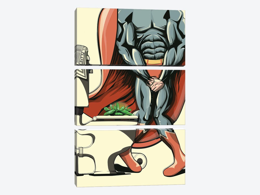 Superman's Kryptonite On The Toilet by WyattDesign 3-piece Canvas Art