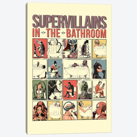 Supervillains In The Bathroom Canvas Print #WYD385} by WyattDesign Canvas Wall Art