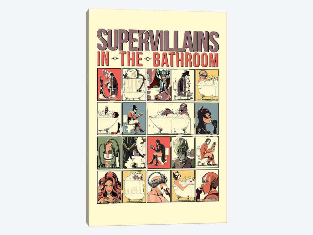 Supervillains In The Bathroom by WyattDesign 1-piece Art Print