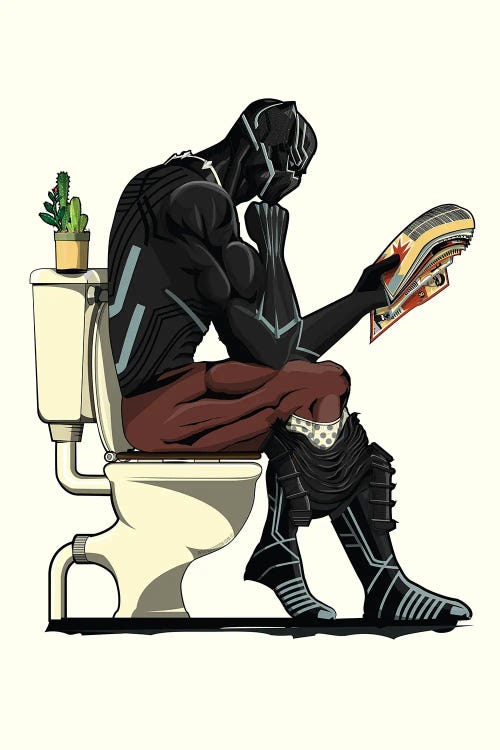 Black Panther On The Toilet