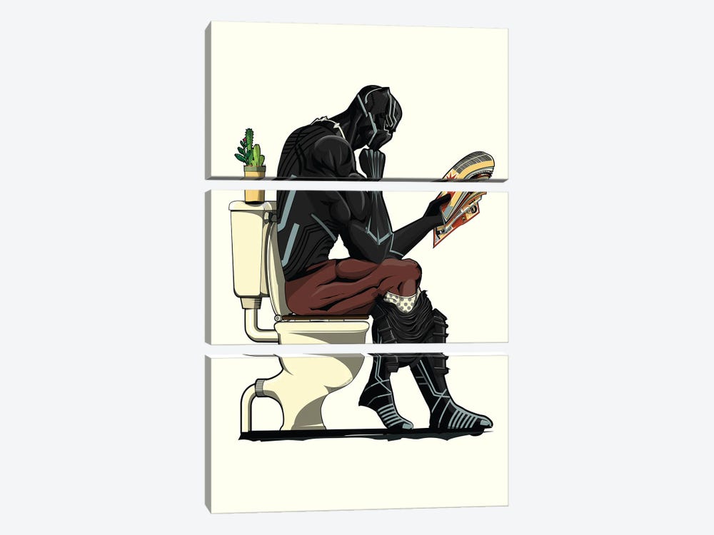 Black Panther On The Toilet by WyattDesign 3-piece Art Print