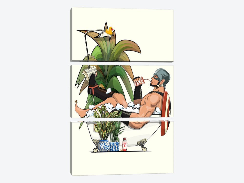 Captain American In The Bath by WyattDesign 3-piece Canvas Art