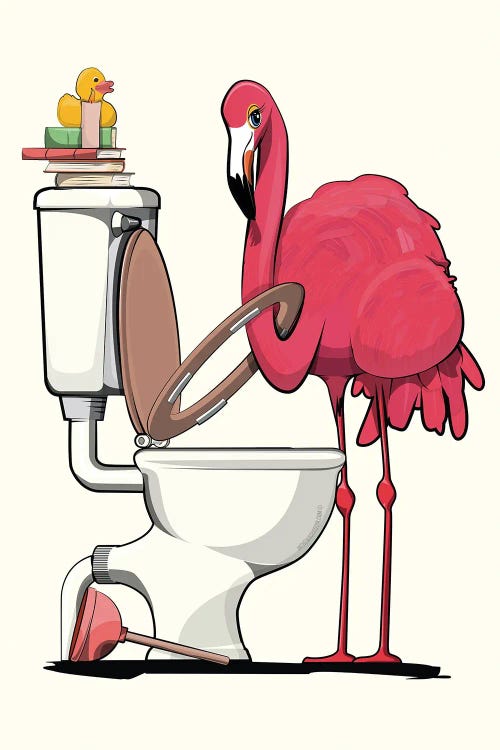 Flamingo Head In Toilet Seat