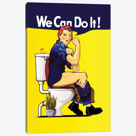 We Can Do It On The Toilet Canvas Print #WYD397} by WyattDesign Canvas Art Print