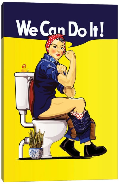 We Can Do It On The Toilet Canvas Art Print - WyattDesign