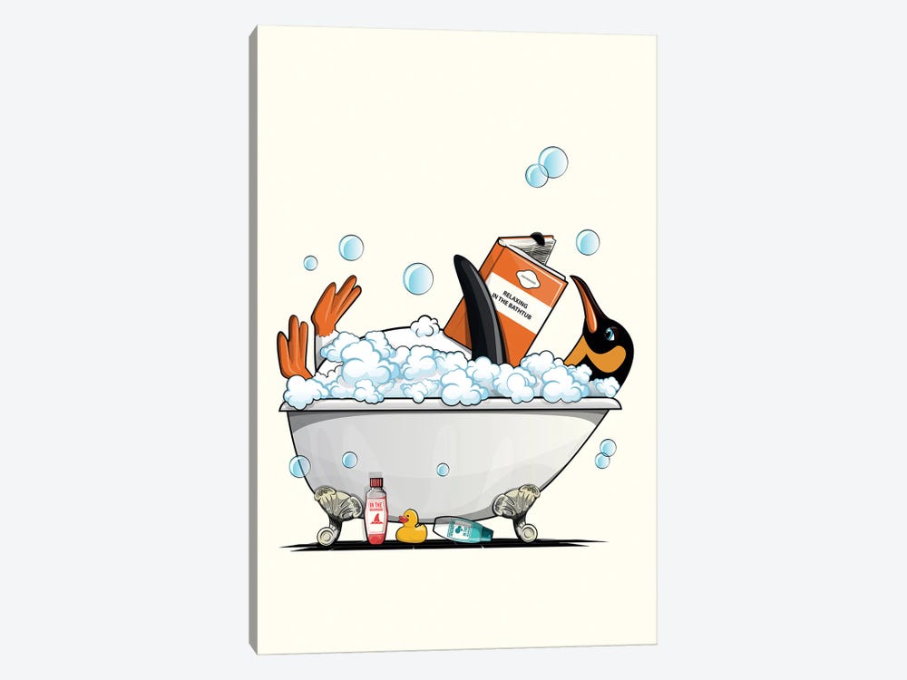 Penguin In The Bathtub by WyattDesign 1-piece Canvas Art Print