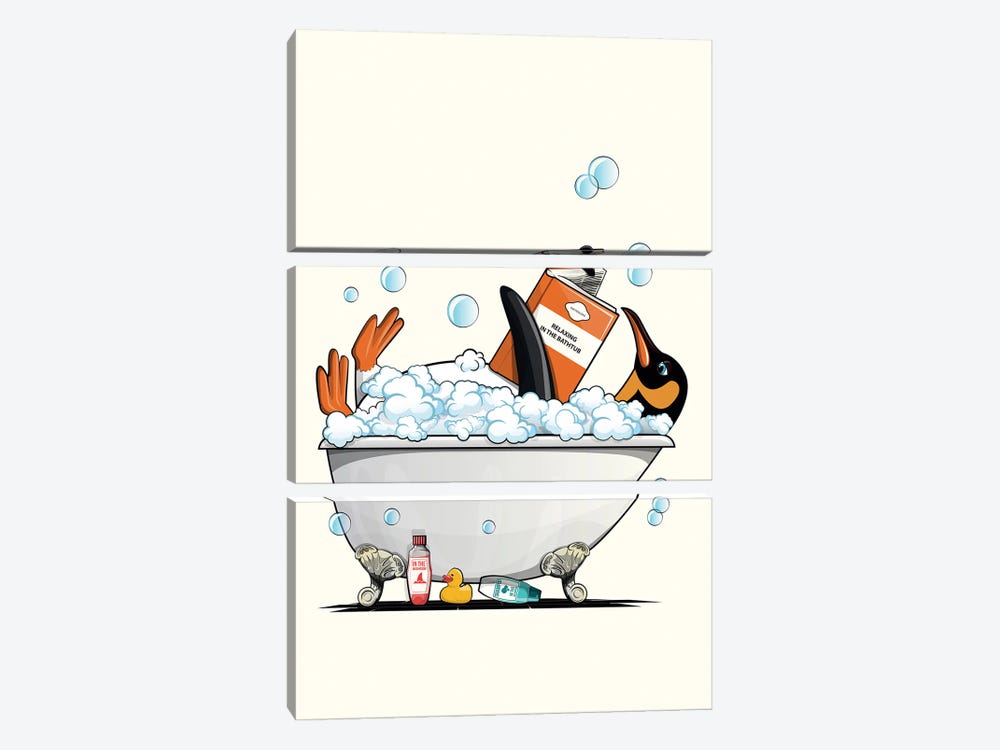 Penguin In The Bathtub by WyattDesign 3-piece Art Print