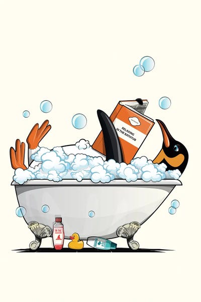 Penguins: Penguin In The Bathtub by WyattDesign