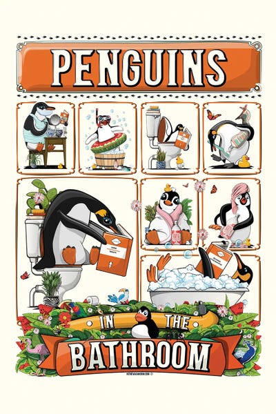 Penguins: Penguins In The Bathroom by WyattDesign