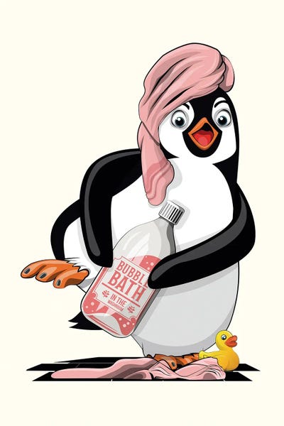 Penguins: Penguin In The Bathroom by WyattDesign