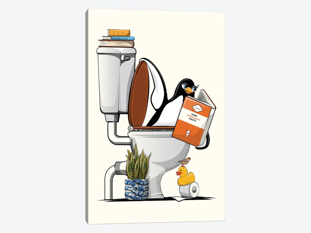 Penguin In The Toilet by WyattDesign 1-piece Canvas Print