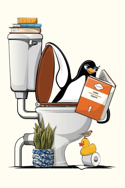 Penguins: Penguin In The Toilet by WyattDesign