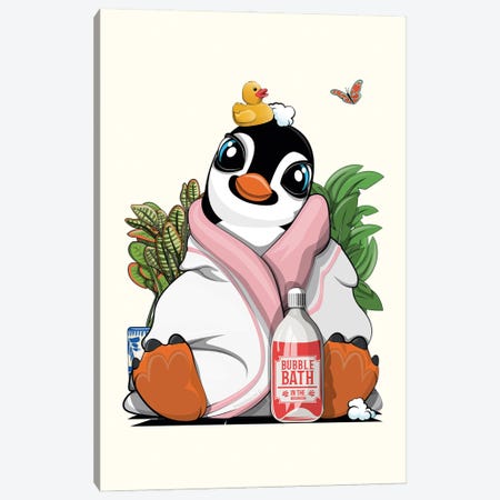 Penguin In A Bath Towel Canvas Print #WYD407} by WyattDesign Canvas Art Print
