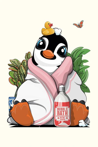 Penguins: Penguin In A Bath Towel by WyattDesign