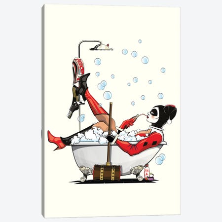 Harley Quinn In The Bath Canvas Print #WYD408} by WyattDesign Canvas Artwork