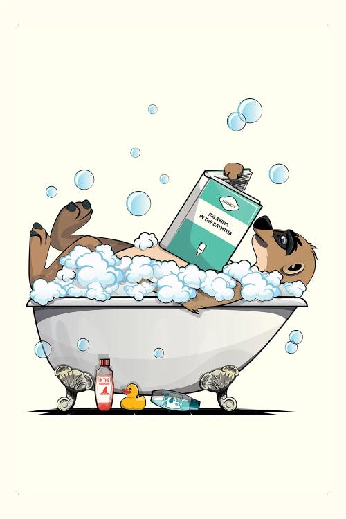 Meerkat In The Bathtub by WyattDesign wall art