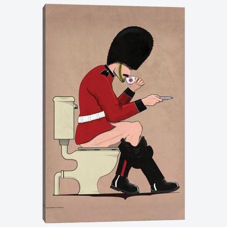 British Soldier On The Toilet Canvas Print #WYD40} by WyattDesign Canvas Artwork