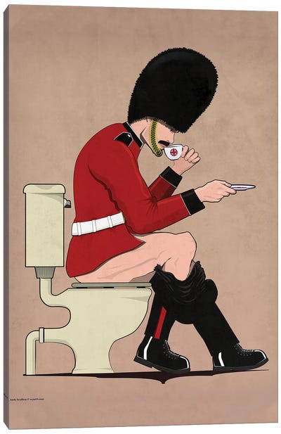 British Soldier On The Toilet Canvas Art Print - WyattDesign
