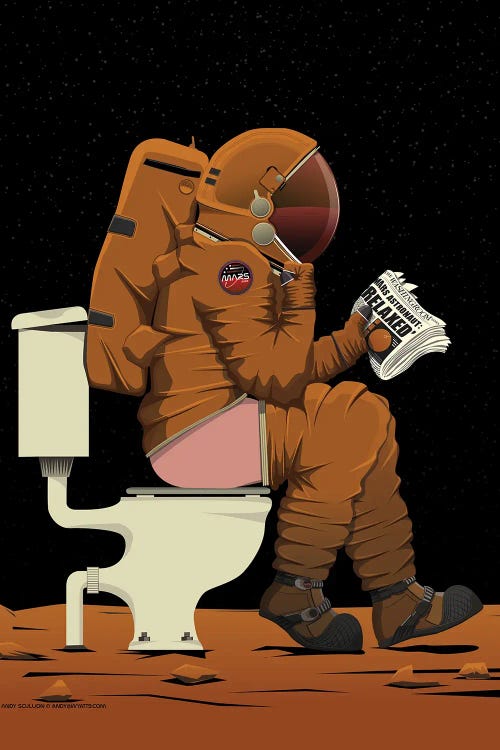 Mars Astronaut On The Toilet