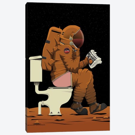 Mars Astronaut On The Toilet Canvas Print #WYD41} by WyattDesign Canvas Art