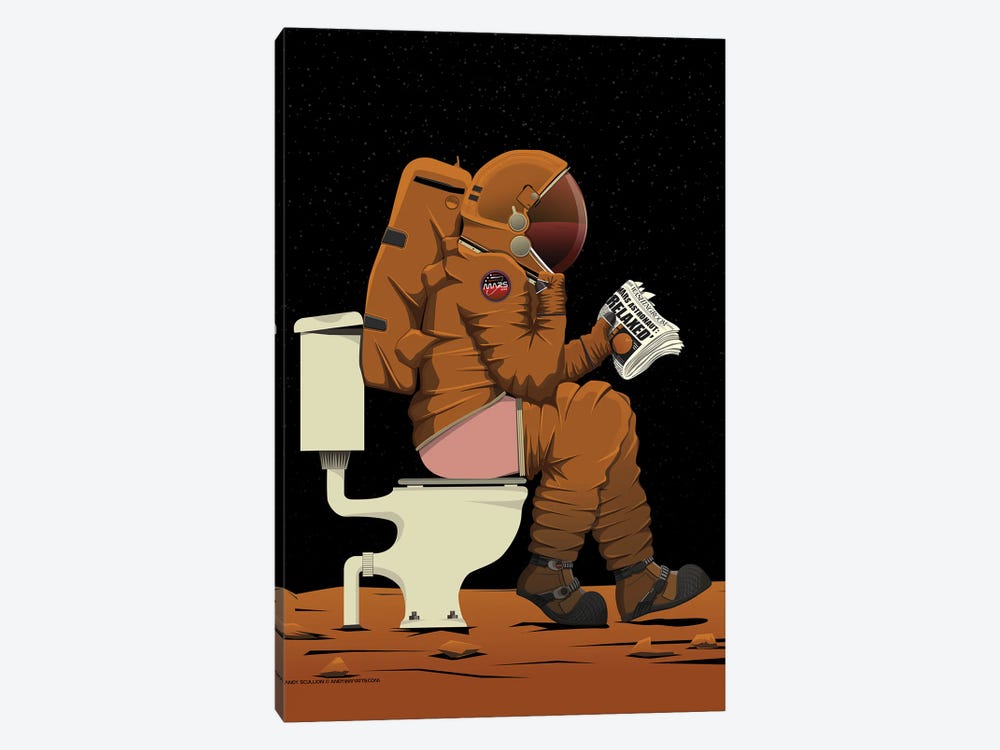 Mars Astronaut On The Toilet by WyattDesign 1-piece Canvas Print