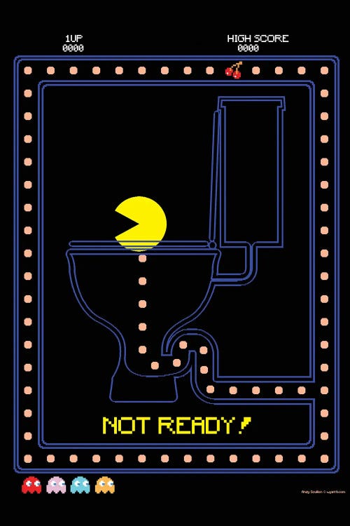 Pac Man On The Toilet by WyattDesign wall art