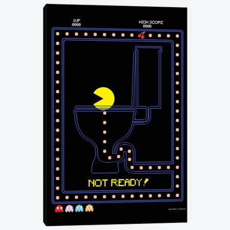 Pac Man On The Toilet Canvas Print #WYD42} by WyattDesign Canvas Artwork